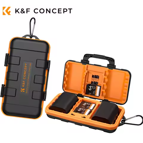 K&F CONCEPT Camera Battery Case Professional Waterproof ABS Shockproof CF Memory Card Slot Box For F