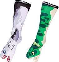 Fish Two Toe Socks - Bass and Shark Design (2 PK) - Fun and Cozy Socks for Adults, Shark & Bass, Med