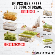64 pcs ice cube tray maker silicone storage with cover grid mold mould bekas ais batu box simpan let
