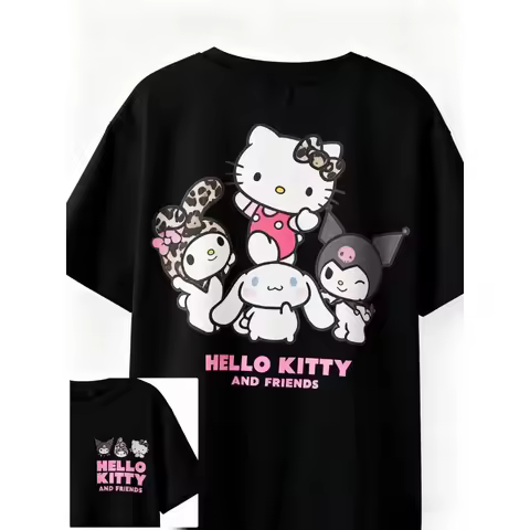 Summer 2026 Haribo & Friends Leopard-print Sweet Cool Theme Cotton Print Women's T-shirt Outdoor Spo