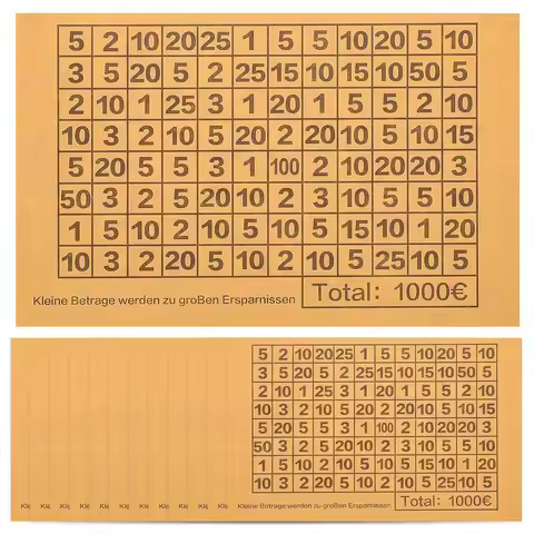 20 Sheets Money Box Stickers Numbered Savings Challenge Jar Labels for Euro Budgeting DIY Tracking P