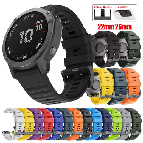 22mm 26mm Silicone QuickFit Sports Strap For Garmin Epix PRO instinct 3 Quatix/DELTA/TACTIX/Fenix 6X