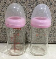 二手 Pigeon 寬口 直圓 玻璃 奶瓶 (160ml) 兩支