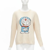 GUCCI 2021 Doraemon CNY cream cartoon intarsia long sleeve pullover sweater L