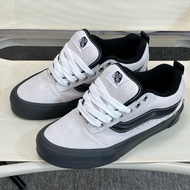 Vans Knu Skool rivet karbon putih hitam kasut papan kasual potongan rendah