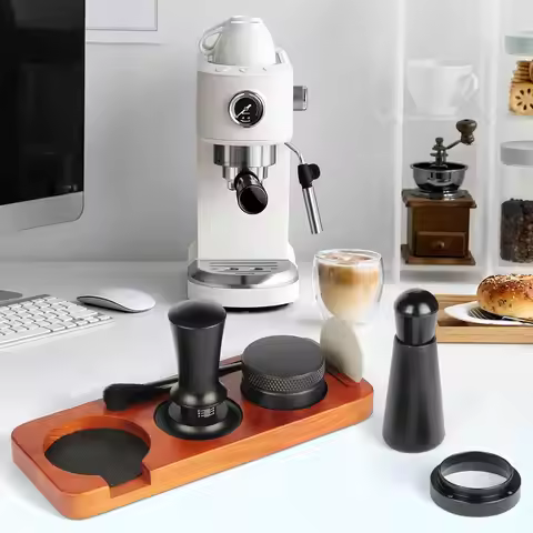 Coffee Powder Press Tamping Set 51/53/58mm Stainless Steel Espresso Tamper Set with Metering Ring Ta