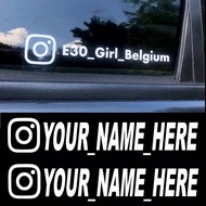 Instagram User Name Custom Car Sticker Vinyl Decals Motorcycle Stickers FACEBOOK Pinterest YouTube S