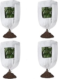 CMINGJ Plant Frost Protection Covers, 39.37 x 39.37 inches, 4 Pack, Winter Tree Blanket with Zipper 