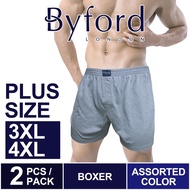 Byford Seluar Dalam Plus Size Lelaki (2 Pcs) | Byford Boxer 100% Cotton Underwear Assorted Colours -