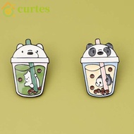 CURTES Bear Brooch Bag Clothes Exquisite Animation Surrounding We Bare Bears Milk Tea Shaped Lapel Pin Brooches