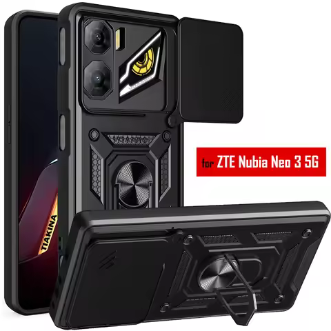Slide Lens Armor Funda for ZTE Nubia Neo 3 5G Case for ZTE Nubia Neo3 5G Case Magnetic Ring Stand Ho
