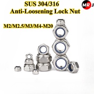 [MRJ-LM] SUS304/316, Anti-Loosening Lock Nut M2/M2.5/M3/M4-M20 Stainless Steel Blue Nylon Washer Ant