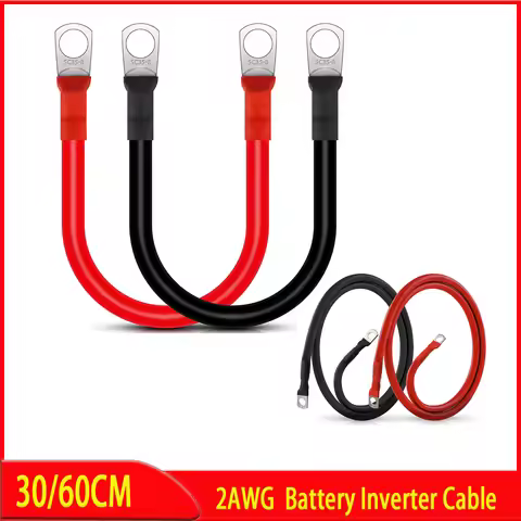 Battery Inverter Cable 2awg Car Battery Cable with Terminals 30/60cm Stranded Copper Wire Connector 
