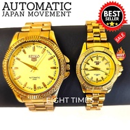 ✎◙●Seiko 5 Automatic AAA yellow dial stainless steel COUPLE watch (gold)