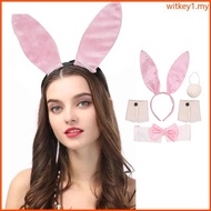 WIT Rabbit Accessories Set Including Rabbit Ears Headband Rabbit Tail  Tie and Arm Cuffs Halloween C