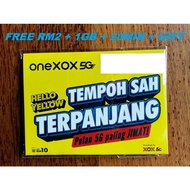 ONEXOX SIM CARD 5G PREPAID (Daftar Sendiri) + PERCUMA RM2+1GB+20MIN+HADIAH