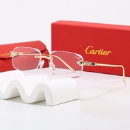 Cartier Frameless Square Sunglasses Cheetah Decoration Multicolor Gradient Lens Sunglasses Light Lux