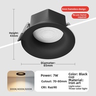 Frameless Embedded LED Downlight Anti-Glare Iron Ceiling Light 3500K