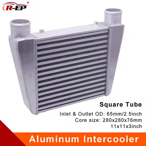 R-EP Intercooler Universal 280x280x76mm Aluminum Cold Air Intake Radiator 2.5inch Inlet 63mm Outlet 