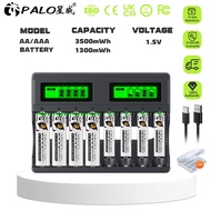 PALO 8-slot charger 1.5V AA/AAA lithium battery  charging door lock battery battery charger 3500mAh