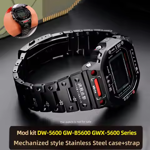 DW5600 Mecha style Mod kit Metal Case strap For Casio G-SHOCK DW-5600 GW-B5600 GWX-5600 Stainless St
