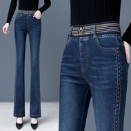 [Featured Women's Clothing] Elastic Waist Jeans Women's Pants 2025 Stretch Flared Pants High Waist F
