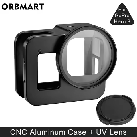 Aluminum Alloy Protective Case for GoPro Hero 8 Black Metal Case Frame Cage + UV Lens Filter for Go 