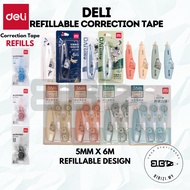 Deli Correction Tape Refill 5MM x 6M Refillable Correction Tape With Refill 修正带 修正带替芯 涂改 71461 71462
