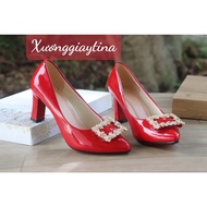 5cm, 5p patent leather high heels with stones in black, cream, white and red, sizes from 35 to 42