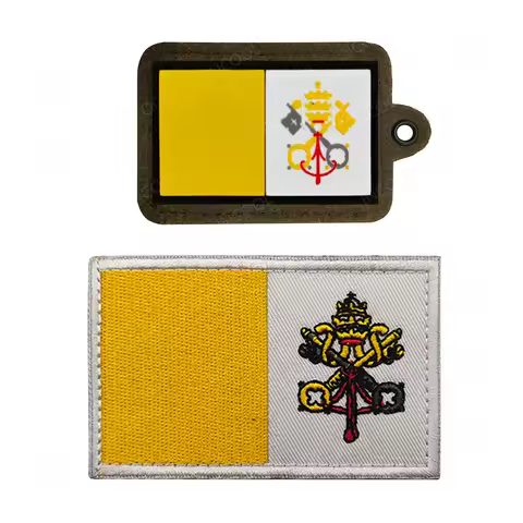 The Vatican City State Flag Embroidered Patches Vatican PVC Rubber Flags Badges Decorative Shoulder 