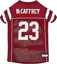 Pets First NFLPA Christian MCCAFFREY PET Jersey #23, NFL Dog Shirt, San Francisco 49ers Mesh Jersey,