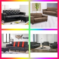 Sofa Kain Fabric / Sofa Velvet Baldu / PVC Sofa Kulit 1 Seater 2 Seater 3 Seater L Shape Corner Sofa