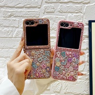 For Samsung Galaxy Z Flip 6 5 4 3 5G F7110 F7070 Luxury Crystal Butterfly Flower Diamond Stone Pearl