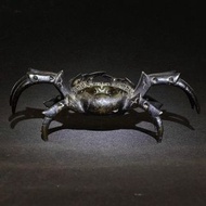 清代好皮殼精美老銅螃蟹八方來財擺件公博評級鑒定保真保老！