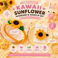 Sunflower Headband Hair Clip Set Fuzzy Wire 2 in 1- easy to wear handmade supil ipit