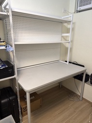 Ikea 枱 + 枱面層架連洞洞背板