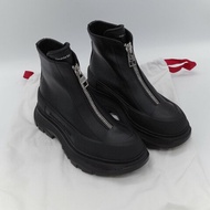 Alexander McQueen 亞歷山大·麥昆 Tread Slick 黑色 小牛皮 拉鍊式短靴 EU37