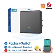 MORE Black 1 Button Smart Switch Motion Sensor Tuya ZigBee 3.0 Radar Motion Sensor Switch Sensing No