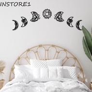 INSTORE1 7Pcs/set Black Moon Mirror Sticker, DIY Mirror Surface 3D Lunar Phase Ornament, Nordic Black Exquisite Flower Acrylic Wall Pendant Yoga Gift