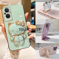 Casing Oppo Reno 8Z Case Oppo Reno4 SE Cassing Oppo Reno5 Pro Plus Cases Oppo Reno 2Z Case Oppo Reno 2F Case Oppo Reno 5K Case Oppo Reno 7Z Case Cute Anime Cartoon Vanity Mirror Hello Kitty Holder Phone Cover Case With Metal Sheet TK