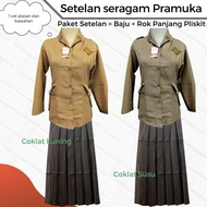 Set of long-sleeved scout shirt and long-sleeved scout skirt for high school girls/scout uniform for