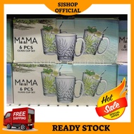 [READY STOCK] MAMA Set Glassware 6 pcs Glass Cawan Cup Kaca Murah Hadiah | SJSHOP