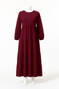 Gamis Polos Merah Maroon Terbaru 2026 – Adem Longgar Elegan | Cocok Harian & Kondangan