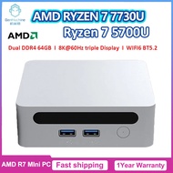 AMD Ryzen 7 7730U Mini PC R7 5700U Windows 11 Dual DDR4 2xNVMe Gaming Mini Computer 8K WiFi6 BT5.2