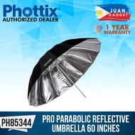 Phottix Para Pro Parabolic Reflective Umbrella 152cm or 60 Inches - Silver and Black