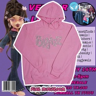 Pink Mushroom Bratz Rhinestone เสื้อฮู้ด สตรีทแวร์ สไตล์ การ์ตูน Y2K เซ็กซี่ หลวม Bf เสื้อกันลมแขนยา