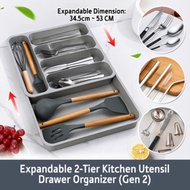 🔥 2 Tiers Cutlery+Utensils Kitchen Drawer Organizer - GEN2 🔥 Fit for 99% kitchen Drawer