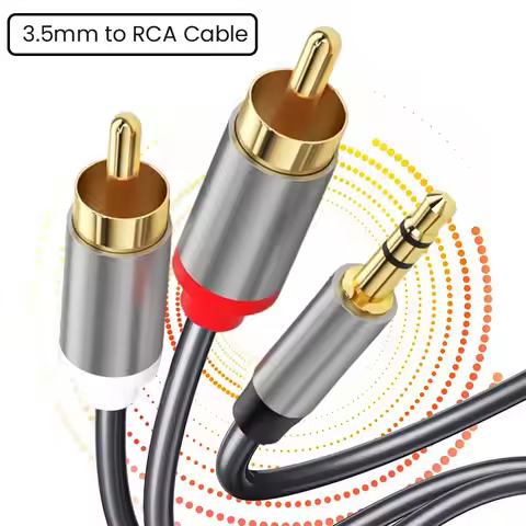3.5mm to RCA Cable 3.5mm Aux to 2 RCA Adapter RCA Audio Cable 24K Gold Plated Male to Male Stereo Au