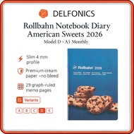 DELFONICS Rollbahn 2026 A5 Monthly Planner Notebook Diary – American Sweets Collection (Oct 2025 Sta