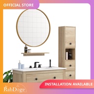 Rabdoge Bathroom Floor Basin Cabinet With Round Mirror